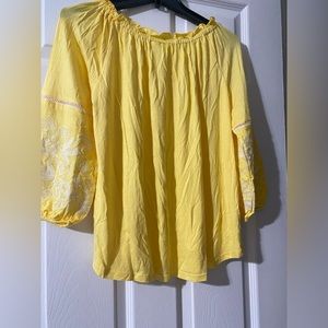 ***FORGOTTEN GRACE***Forgotten Grace Embroidered of Shoulders 3/4 Sleeve Yellow.